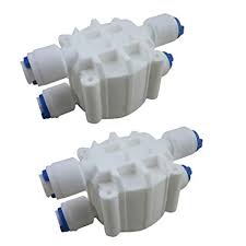 The blue line exits the ro membrane as filtered water, goes through the bottom of the valve to the di resin or storage tank. Digiten 1 4 Automatic Shut Off Valve With Quick Connect Fittings For Ro Reverse Osmosis Pack Of 2 Amazon In Home Kitchen