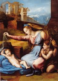 Michael vanquishing satan is a painting by the italian high renaissance artist raphael.the image consists of the archangel michael standing on top of satan's back with his right foot, while holding a spear in his hands. Madonna Of The Diadem By Raphael Raffaello Sanzio Da Urbino Art Reproductions Allpaintingsstore Com