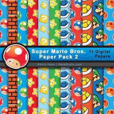 Free Super Mario Bros Digital Paper Pack 2 Super Mario Mario Bros Party Digital Paper