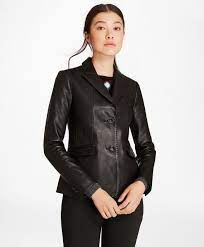 The Brooks Brothers Women S Collection By Creative Director Zac Posenwe Ve Recast The Polished Two Button Jacket In Slee Leather Jacket Jackets Outerwear Women