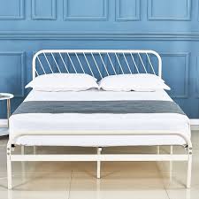 Full size metal platform bed. Dikapa Metal Platform Bed Frame With Headboard For Under Bed Storage Noise Free No Box Spring Needed Mattress Foundation White Finish Full Size Walmart Com Walmart Com