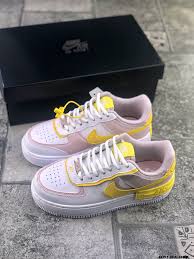Wmns Air Force 1 Shadow White Pink Yellow Running Shoes Cj1641 102 Af1 Sneakers In 2020 Blue Sneakers Nike Air Force Nike