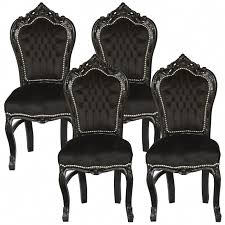 Amazing Set Of 4 Dining Room Chairs Baroque Gothic Black Velvet Diningroomdecor Baroque Furniture Dining Room Chairs Gothic Chair