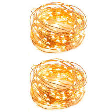 Newhouse Lighting Indoor 32 Ft Battery Powered Led String Lights With 100 Led Lights Fairy Lights Patio Lights 2 Pack Stringcopww32 2 The Home Depot