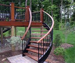 Outdoor Stairs Ideas Stringer Stairs Here Is A Photo Of A Fantastic Set Of Curved Stairs Deck Stairs Outdoor Stairs Curved Deck