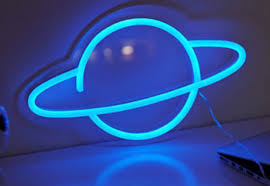 Ice blue custom neon® signs. Blue Lights Blue And Saturn Image 6691064 On Favim Com