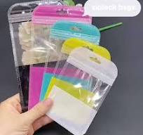 Pink Zipper Bag clear Plastic Bags with Zip for Accessories Bag Hair  Extension Packaging