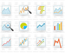 Statistics And Analytics Icons With Charts And Diagrams Stock Vector Image