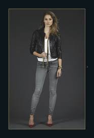 Robin S Jean Black Leather Jacket With Poplin Skinny Pants In Oil Charcoal Fall Jeans Robin Jeans Fashion