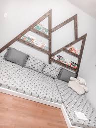 Montessori Inspired Mountain Range Bed From 2x4s Emory Farm Boy Room Bedding Diy Toddler Bed Floor Bed