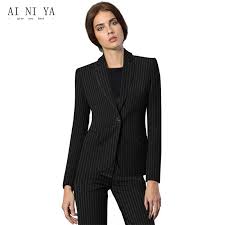 Black And White Striped Suit Womens Find More Pant Suits Information About Black White Striped Pattern Elegant Pant Suits For Women Business Formal Fe Elegant Pants Suits Suits For Women Pantsuit