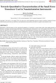 Work sheet on introduction to inverta brate : Towards Quantitative Characterisation Of The Small Force Transducer Used In Nanoindentation Instruments