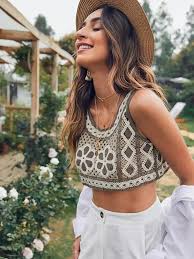 Khaki Crochet Crop Top (Khaki Crochet Crop)