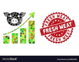 Mosaic Pig Growing Chart With Grunge Fresh Meat