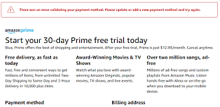 We will return unspent funds upon receiving an official request from the payer. Despite Valid Credit Card Details Couldn T Register For Amazon Prime Trial Because There Was An Error Validating Your Payment Method Please Update Or Add A New Payment Method And Try Again