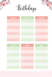 This monthly birthday list template will help you keep track of birthdays, anniversaries, and other important dates. Free Birthday Calendar Template Printable Customizable