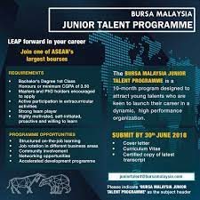 Works with agency to maintain and promote. Bursa Malaysia Bhd On Twitter Bursa Malaysia S Junior Talent Programme Is Back We Are Once Again Offering Fresh Graduates The Opportunity To Work In A Real Life Business Environment Interested Talents Should Send