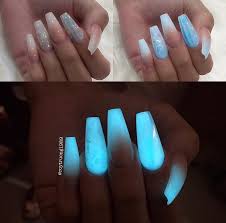 Holographic Glow In The Dark Coffin Nails Glow Nails Blue Nails Trendy Nails You also need to paint in the dark or under a uv light to see what you are doing (unless you love surprises.) you'll need to use your regular acrylic paints to paint the base.