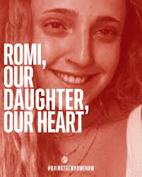 Our Romi is missing, along with her smile, that we can't get out of our  heads. The most beautiful girl in the world. Romi, we are waiting for you.  Bring her back
