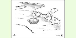 The wolf nursed the babies for a short time before they were found by a. Free Basket On The River Colouring Sheet Twinkl
