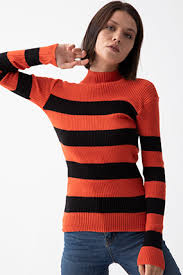 Hzb 319 Yarim Balikcil Cizgili Triko Bluz 4107141813 Triko Moda Stilleri Kadin