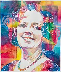 Watercolor portrait of mother and daughter