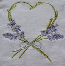 Lavender Heart Embroidery for Embroidery Machine 4x4 Size