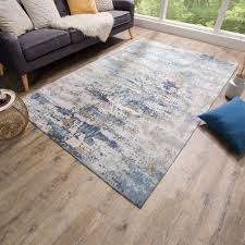 Design Teppich Abstrakt 240x160cm Blau Baumwolle Riess Ambiente De Teppich Silber Wohnzimmer Abstrakt