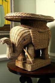 Vintage Wicker Rattan Elephant Side Cocktail Table Old Wicker Chairs Wicker Wicker Chair