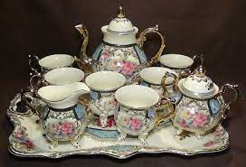 10 Pc Brand New Gorgeous European Design Bone China Coffee Tea Set With Tray Antique Tea Sets Antique Tea Tea Pots