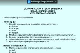 Soal Ulangan Harian K13 Kelas 4 Tema 6 Subtema 1 Kurikulum Berkelas Tema Kelas