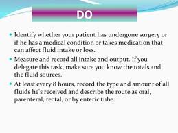 Monitor the patient for fluid volume overload. Intake Output Chart Guidelines