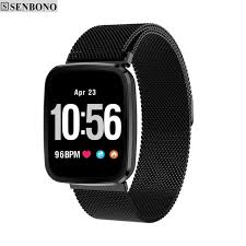 Senbono V6 Heart Rate Monitor Fitness Tracker Milan Steel Strap Smart Watch High Definition Screen Weather Foreca Smart Watch Fitness Tracker Smart Watch Price