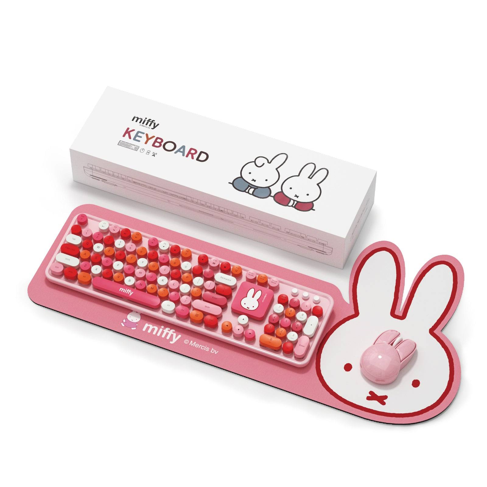 Mipow X Miffy Wireless Keyboard Mouse Combo with Desk Mouse pad Full size Round Keycaps
