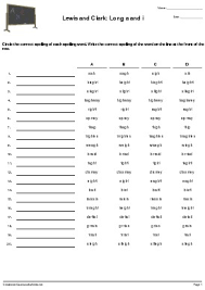 Live worksheets worksheets that listen. Lewis And Clark Long A And I Spelling Test Worksheet Quickworksheets