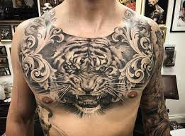 Tiger Chest Piece By Andy Blanco Chest Piece Tattoos Tattoos Chest Tattoo Men