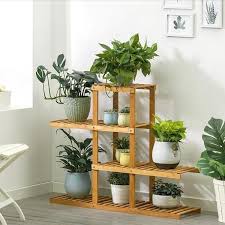 Heavy Duty Flower Planter Solid Multiple Tier Plant Stand Long Bamboo Flower Rack Table Outdoor Shelf For Plants Modern House Plants Decor Wooden Plant Stands Plant Stand Indoor