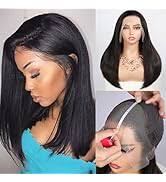 Amazon.com : BELE 13x4 Straight Lace Front Wigs Human Hair 210% Density  Straight Human Hair Wigs Double Drawn Hair Wigs for Balck Women Bleached  Knots Pre Pluckedwith Baby Hair 20 Inch :