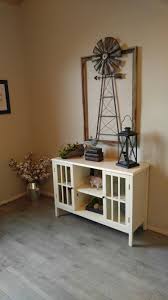 Windmill Purchased At Hobby Lobby Walls Bm Revere Pewter Floors Cerim Elite Gray Porcelain Tile Waiting On New Base Decor Rustic Wall Decor Diy Home Decor