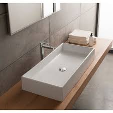 Bathroom Sink Scarabeo 8031 80 Rectangular White Ceramic Vessel Sink 8031 80 Rectangular Vessel Sink Wall Mounted Bathroom Sinks Ceramic Bathroom Sink