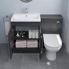Corner vanity units and cabinets. Aurora Bathroom 600mm Vanity Unit Basin And Toilet Set Charcoal Grey Modern Amazon Co Uk Kitchen Home