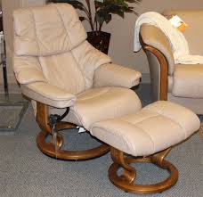 Accent chairs > lounge chairs. Stressless Tampa Small Paloma Sand Leather Recliner Chair