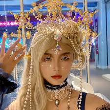 Church Angel Goddess Pearl Chain Hair Crown Cosplay Headdress Retro Lolita  Virgin Halo Aperture Apollo Sun Halo headband