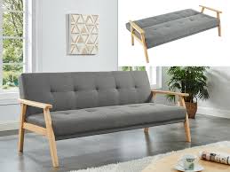 Retrouvez les canapés convertibles avec une structure bois de miliboo, tous disponibles pour la vente en ligne. Canape Clic Clac 3 Places En Tissu Gris Et Accoudoirs Laly