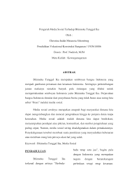 Agar dampak masalah sosial tidak meluas, pencegahan sejak dini perlu dilakukan. Pdf Pengaruh Media Sosial Terhadap Bhinneka Tunggal Ika Oleh