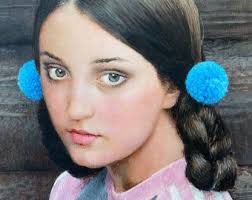 Tempera all'uovo vintage degli anni '50 di una scena notturna sul fiume  cittadino di Jitka Kolínská