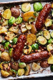 Sheet Pan Sausages And Brussels Sprouts With Honey Mustard Recipe Nyt Cooking Honey Mustard Recipes Sheet Pan Dinners Sheet Pan Recipes
