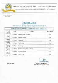 The revised isc class 12 date sheet has been uploaded on the official website of cisce. Cisce Releases Revised Date Sheet For Icse Class 10th Isc Class 12th Examination Check New Timetable Here