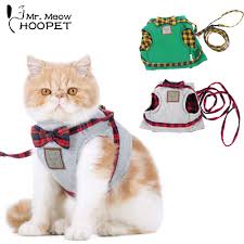 Cat Harness Cat Traction Kit Elegant British Style Jacket Leash Set Gray Green Cute Bow Quality Fabrics Good Ventilation Cat Harness Pet Harness Cat Leash