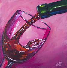 How To Paint Wine Pouring On Canvas Step By Step Free Video Lesson Acrylic April Day 7 Wine Painting Wine Glass Drawing Animal Paintings Acrylic